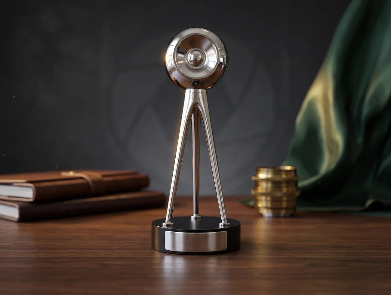 International Photography Awards trophy against a dark studio background